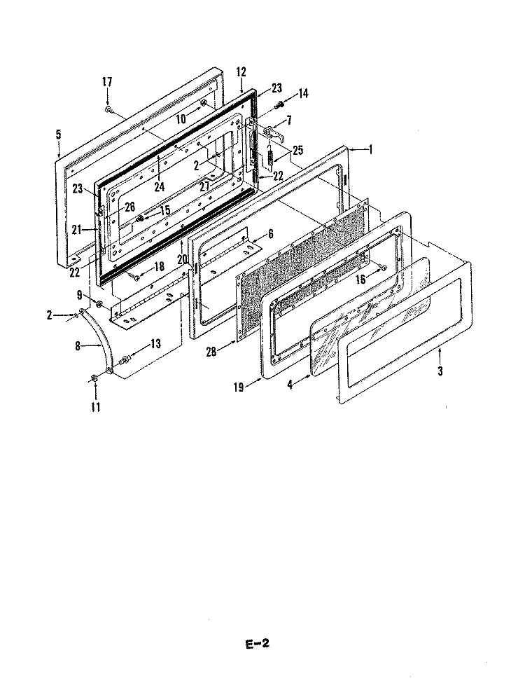 DOOR Diagram and Parts List for M22B-6  Magic Chef Microwave