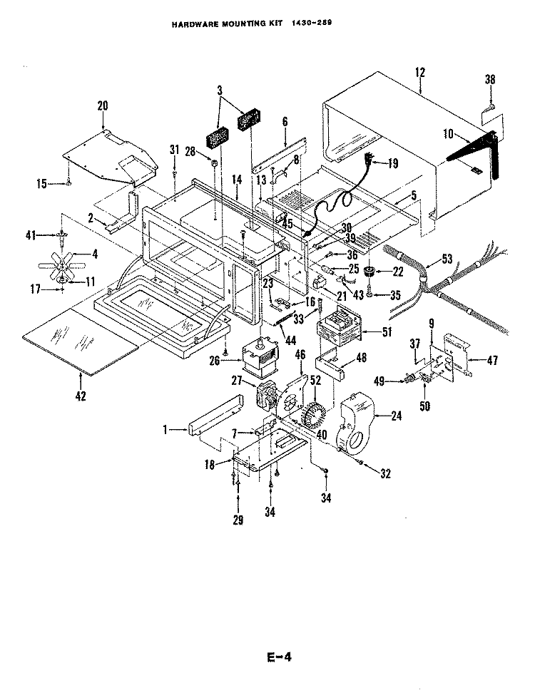 BASE & CAVITY Diagram and Parts List for M22B-6  Magic Chef Microwave