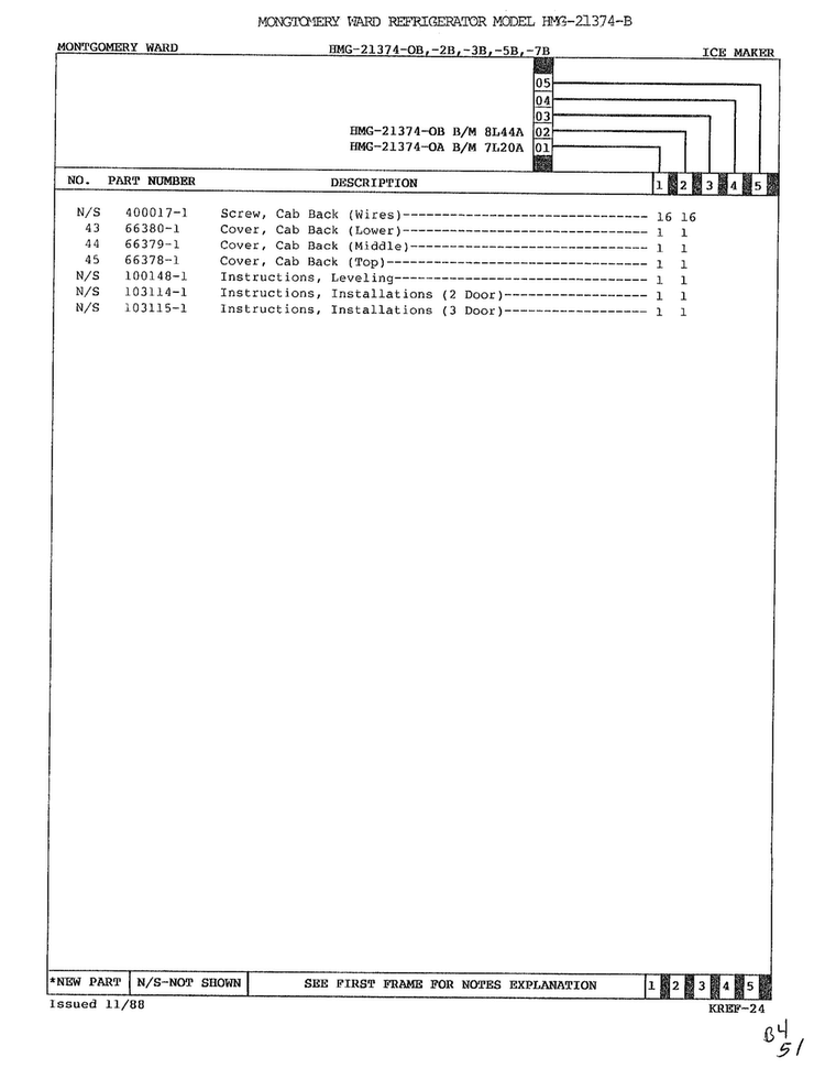 Ice Maker Page 3 Diagram and Parts List for 21374B  Admiral Refrigerator