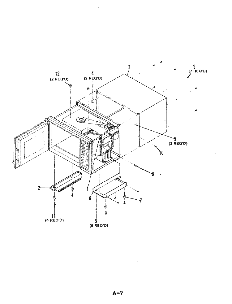 BASE & ENCLOSURE Diagram and Parts List for M41C-1  Magic Chef Microwave Oven Combo