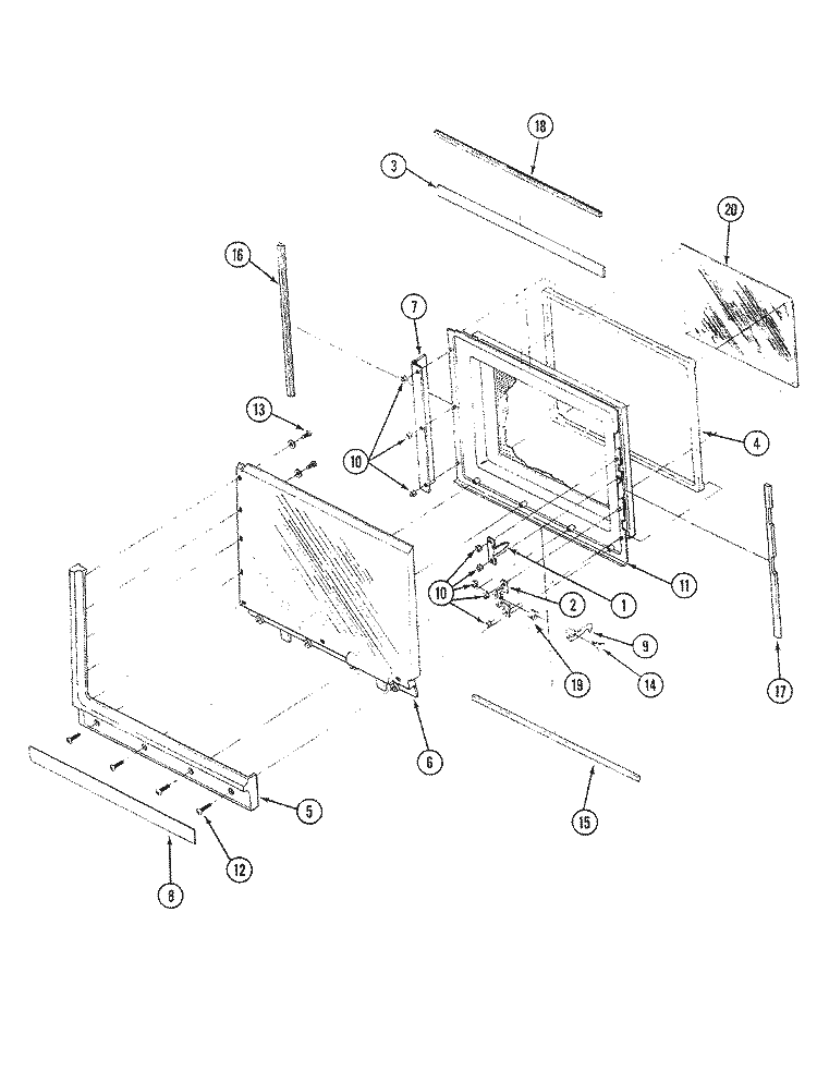 DOOR Diagram and Parts List for M41C-3  Magic Chef Microwave Oven Combo
