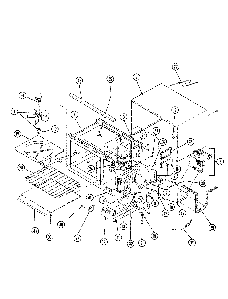 BASE & CAVITY Diagram and Parts List for M41C-3  Magic Chef Microwave Oven Combo