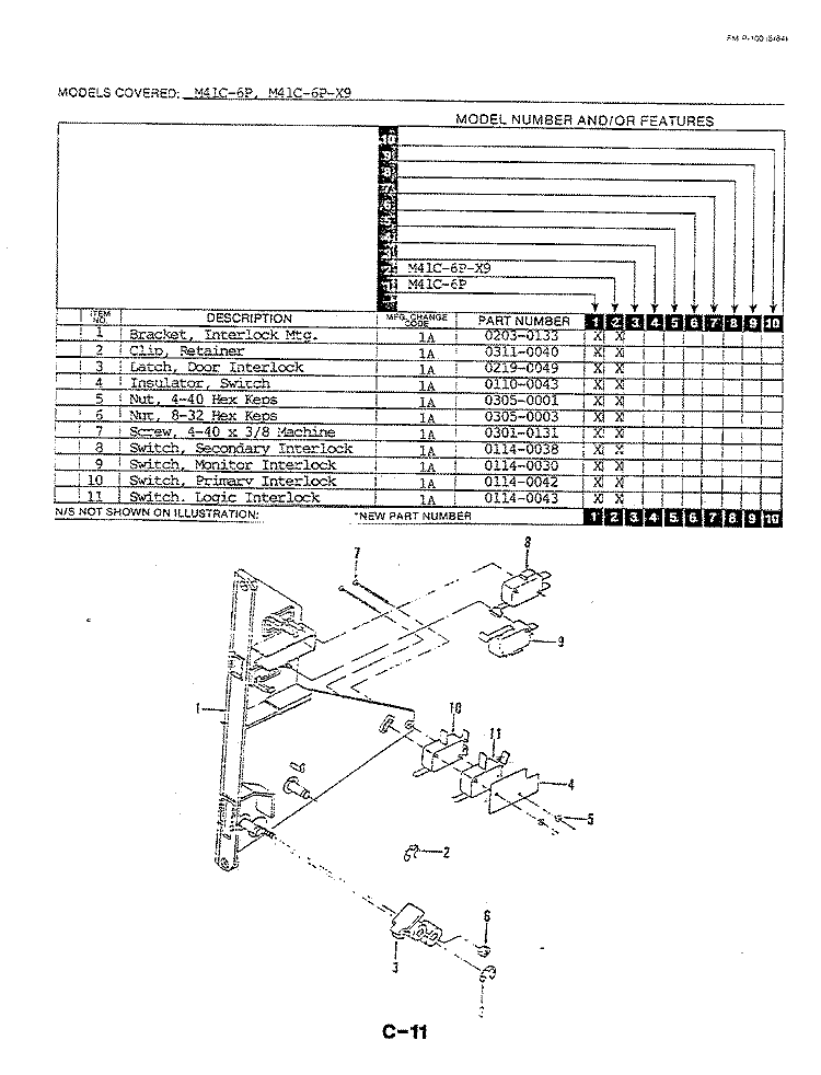 LATCH RELEASE Diagram and Parts List for M41C-6P  Magic Chef Microwave Oven Combo
