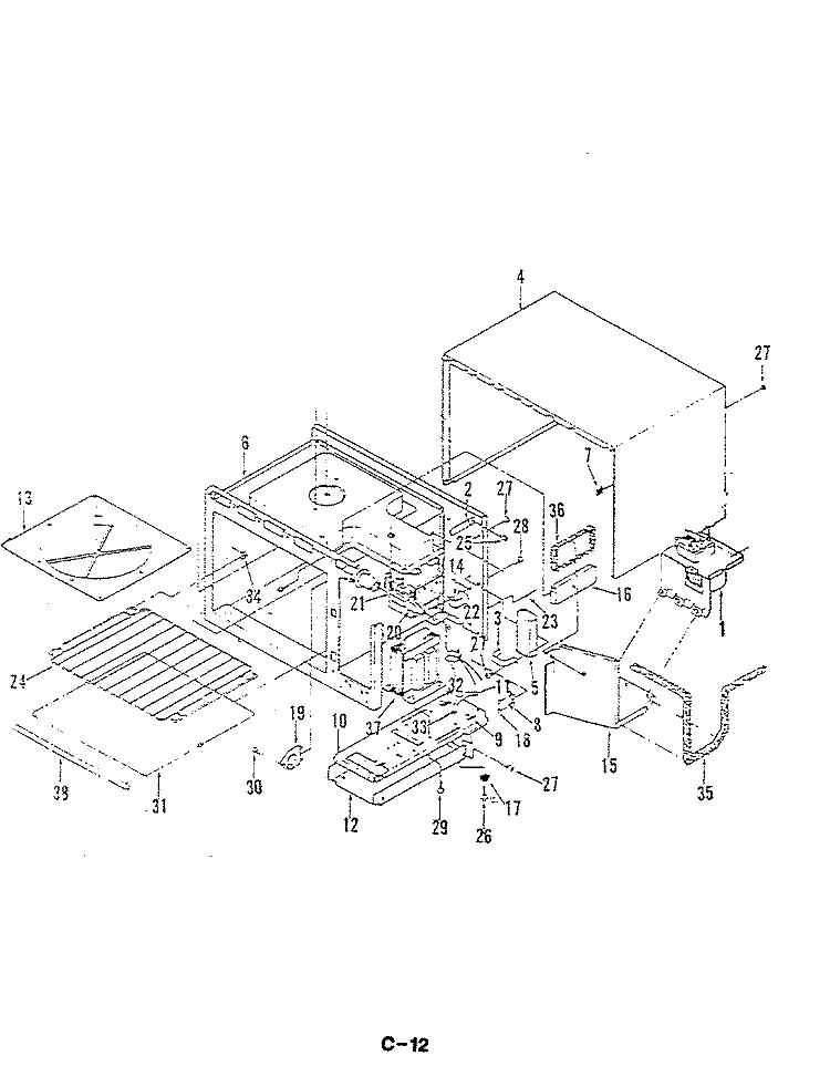 COMPONENT MTG. \ COOLING SYSTEM Diagram and Parts List for M41C-6P  Magic Chef Microwave Oven Combo