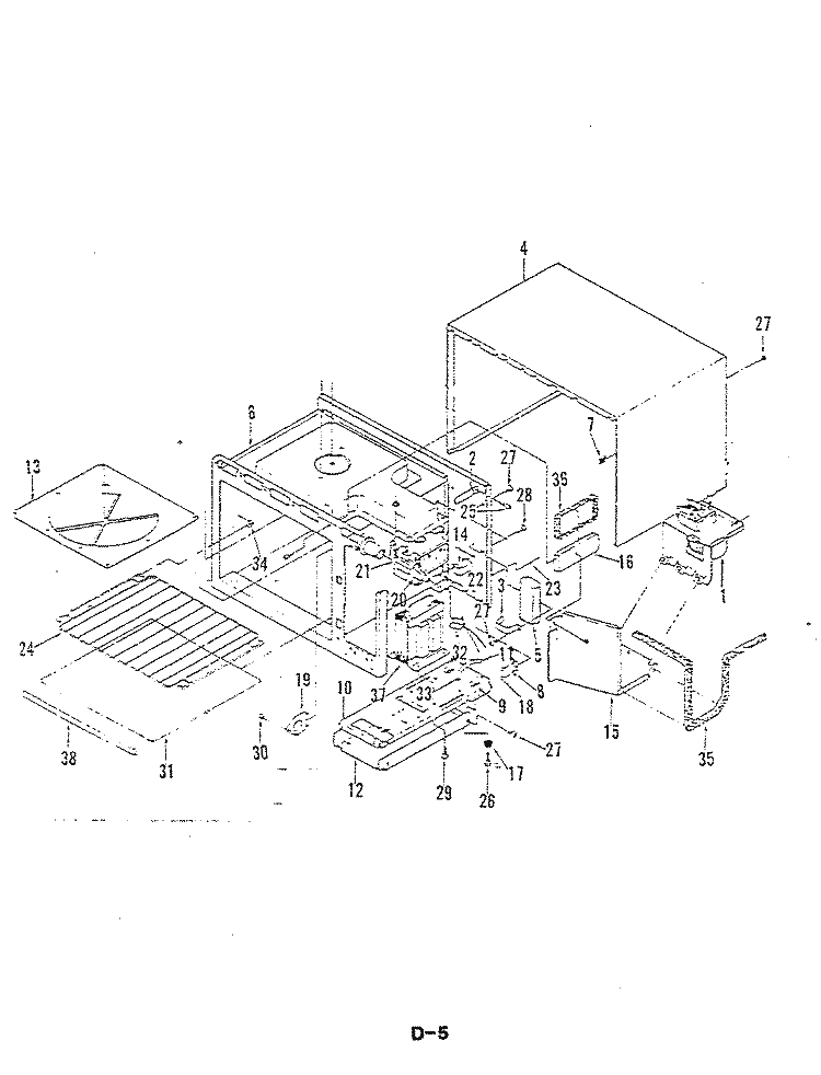 BASE / ENCLOSURE PARTS / COMPONENT MTG. Diagram and Parts List for M41C-9P  Magic Chef Microwave Oven Combo