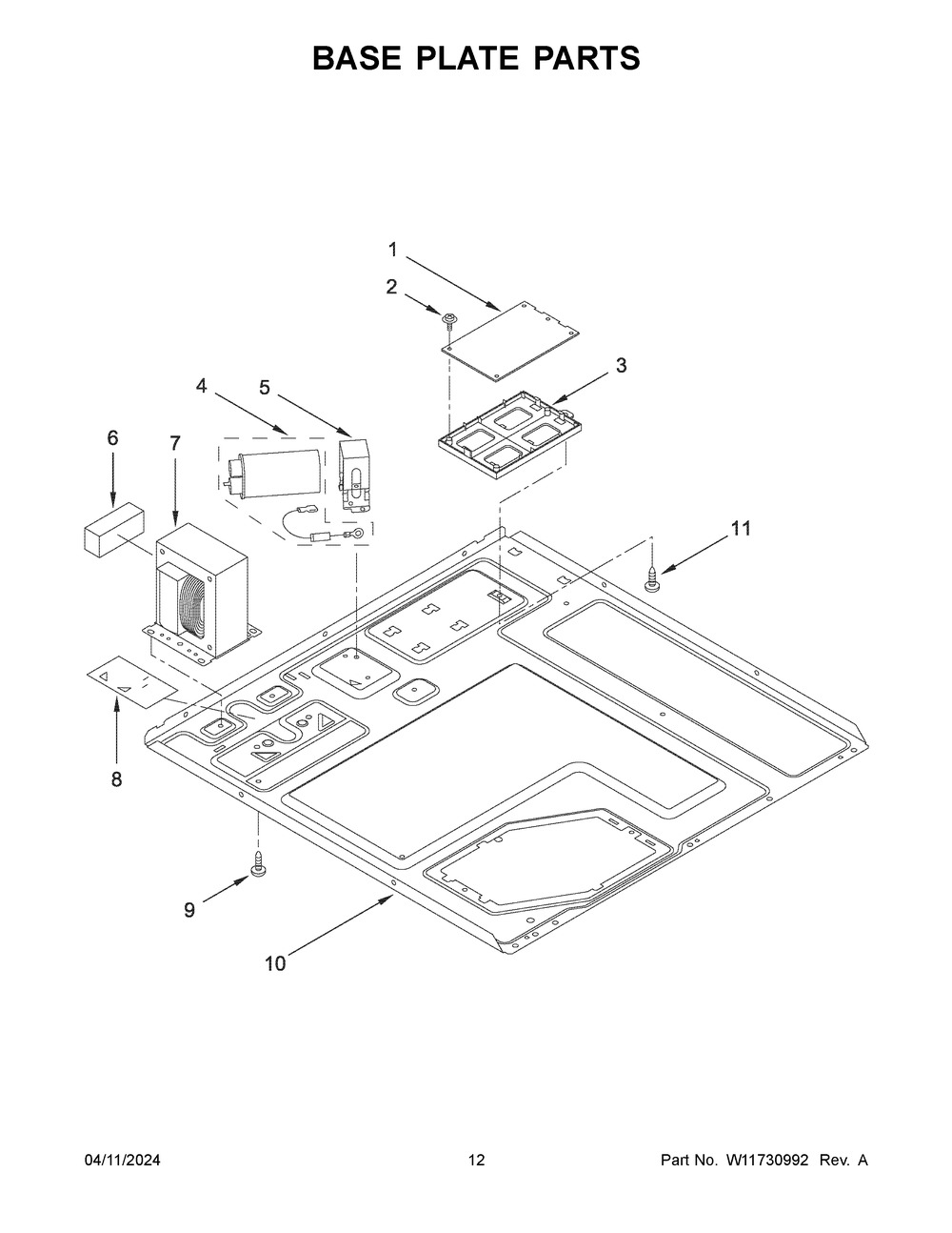 Base Plate Parts Diagram and Parts List for JMDFS30HL02  Jenn-Air Microwave