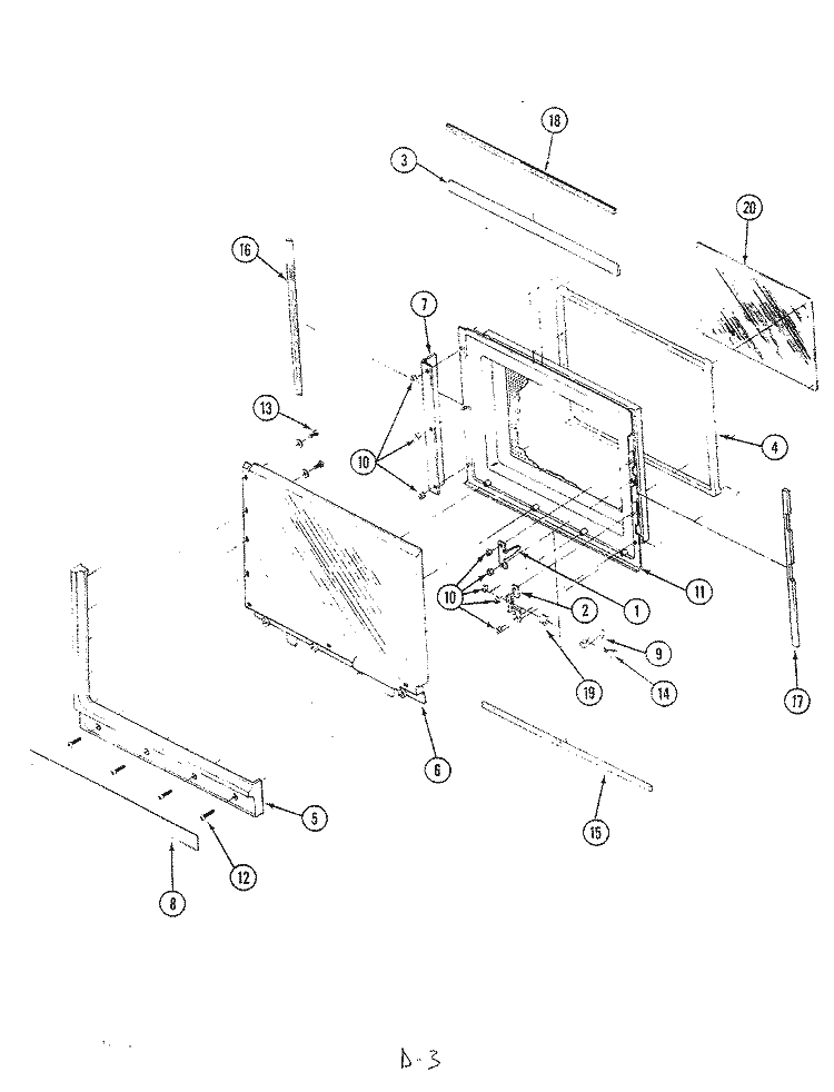DOOR Diagram and Parts List for M41D-9P  Magic Chef Microwave Oven Combo