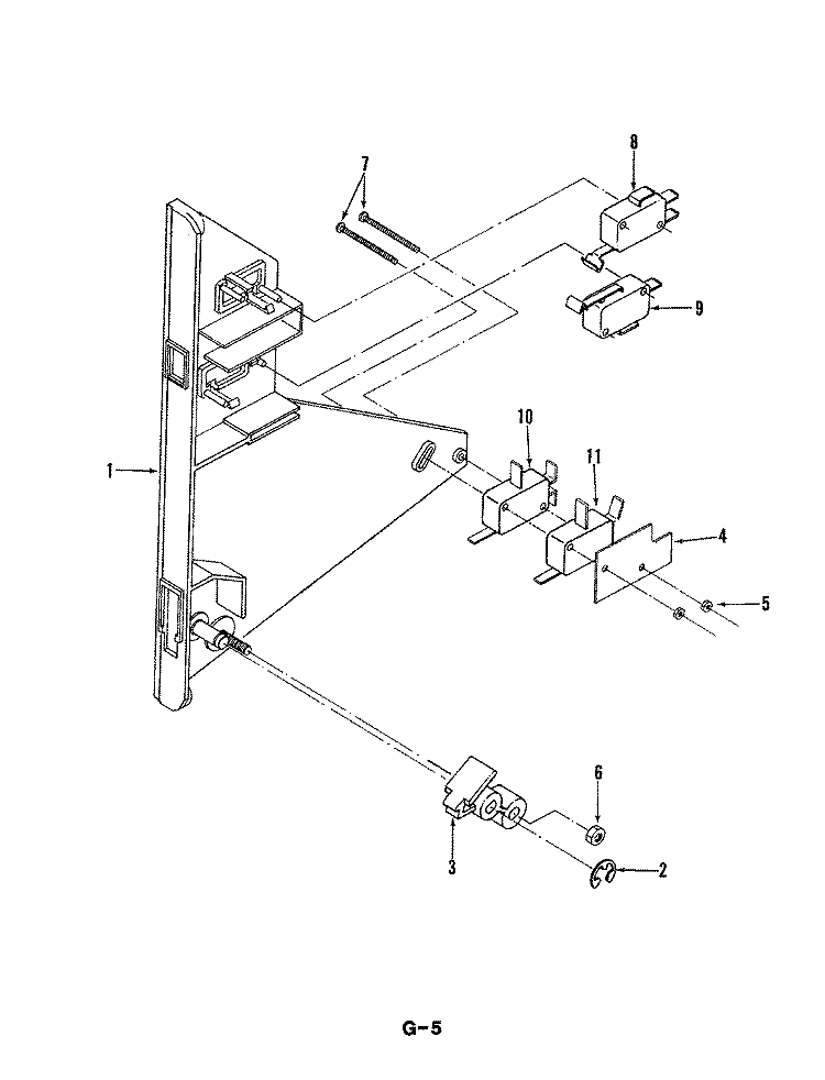 LATCH RELEASE Diagram and Parts List for M40C-6  Magic Chef Microwave Oven Combo