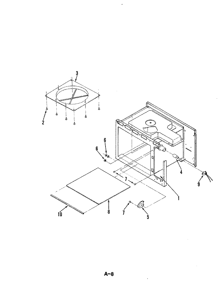 OVEN CAVITY Diagram and Parts List for N40C-3-X9  Magic Chef Microwave