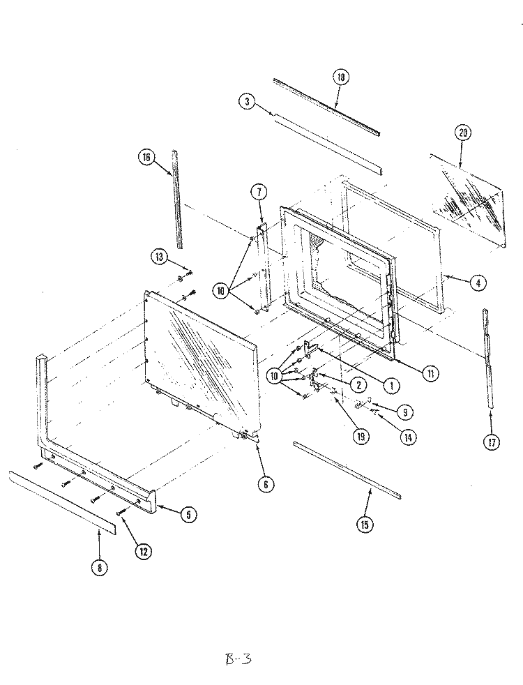 DOOR Diagram and Parts List for M40D-6-X9  Magic Chef Microwave Oven Combo