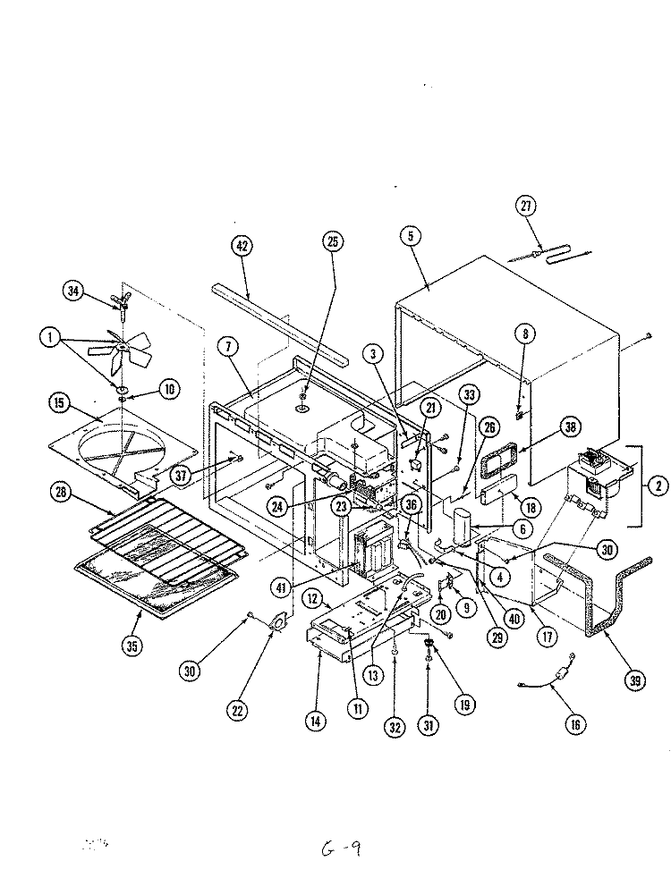 BASE & CAVITY Diagram and Parts List for M41D-3  Magic Chef Microwave Oven Combo