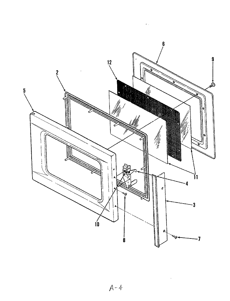 DOOR Diagram and Parts List for M5B-10  Magic Chef Microwave