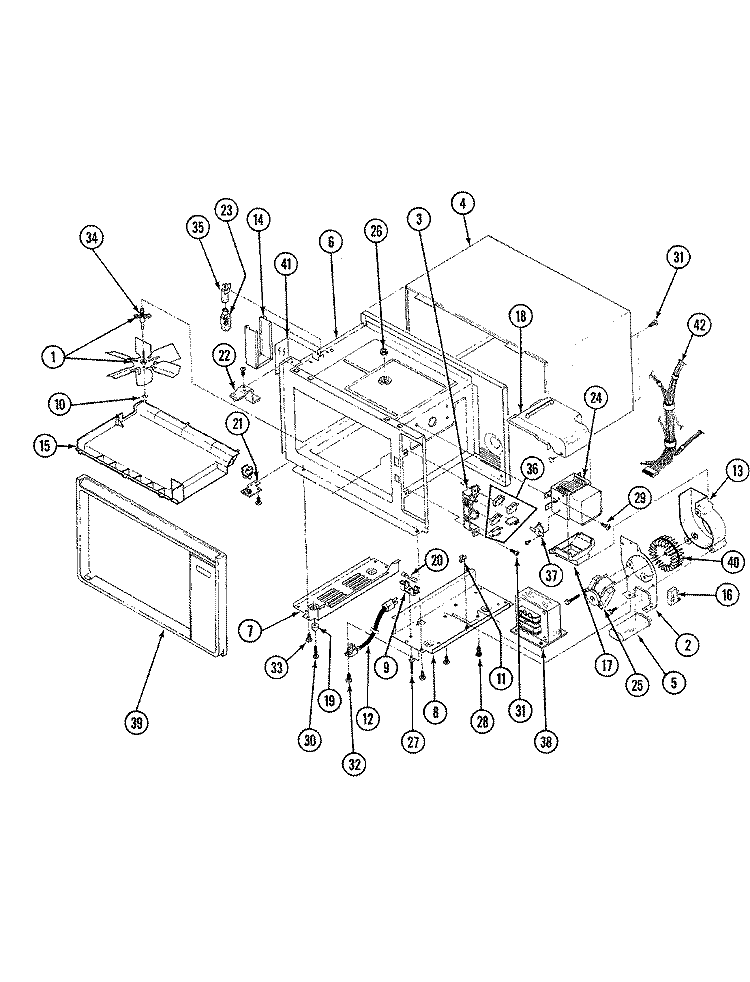 BASE & CAVITY Diagram and Parts List for M5B-10  Magic Chef Microwave
