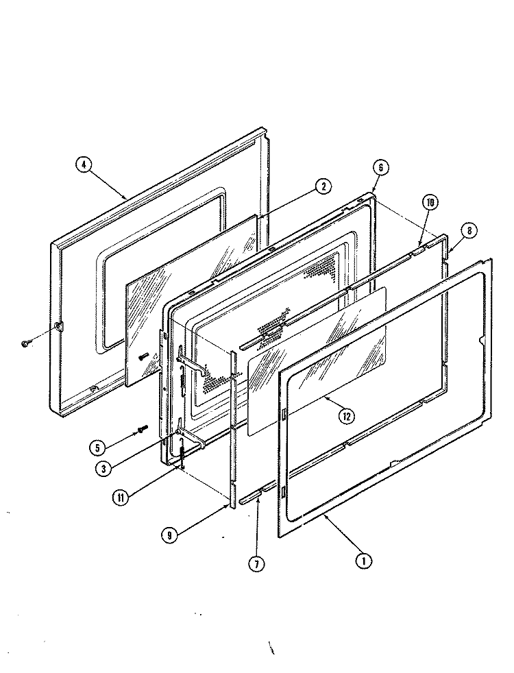 DOOR Diagram and Parts List for M5C-1C  Magic Chef Microwave