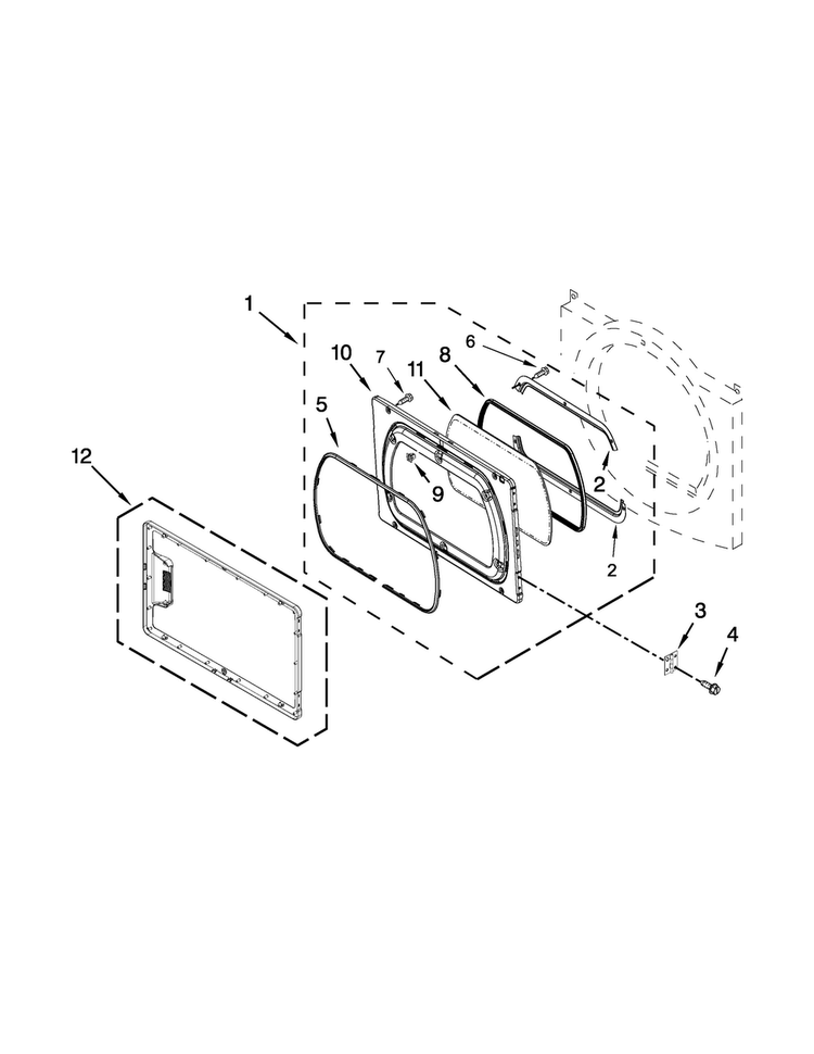 Door Parts Diagram and Parts List for MGDX700AG0  Maytag Dryer