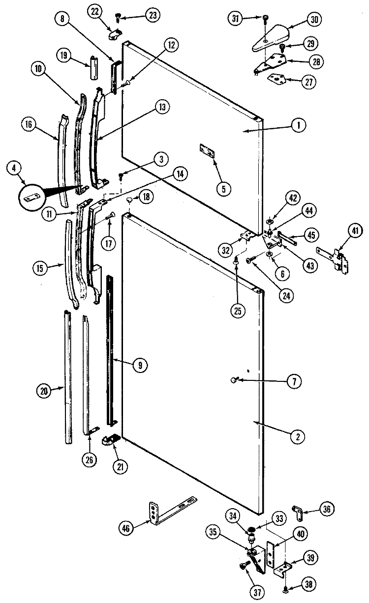 DOOR (OUTER) Diagram and Parts List for RTP1900DAM  Maytag Refrigerator