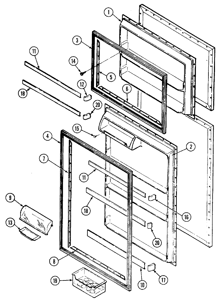 DOOR (INNER) Diagram and Parts List for RTP1900DAE  Maytag Refrigerator