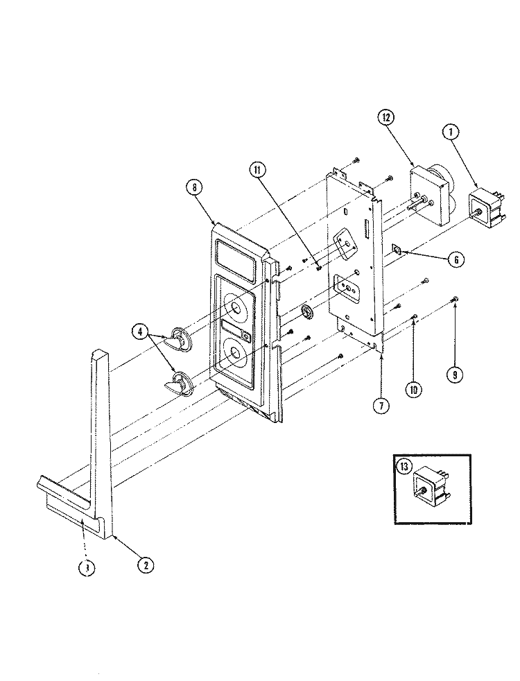 CONTROL PANEL Diagram and Parts List for M41B-3  Magic Chef Microwave Oven Combo