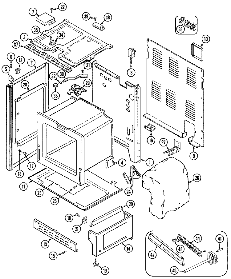 BODY Diagram and Parts List for C3882XVA  Magic Chef Wall Oven