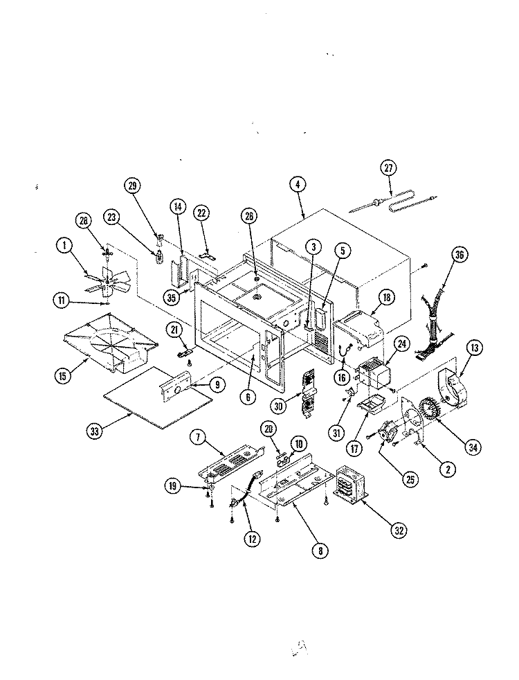 BASE & CAVITY Diagram and Parts List for M15C-8P-W9  Magic Chef Microwave