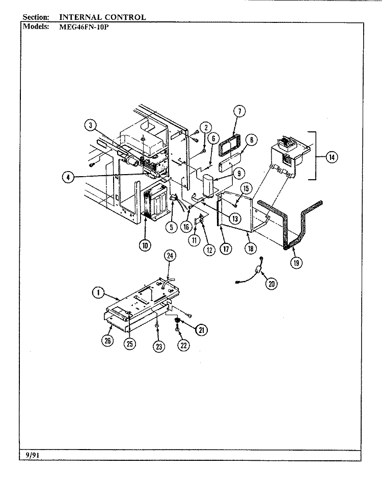 INTERNAL CONTROLS Diagram and Parts List for MEG46FN-10P  Maytag Microwave