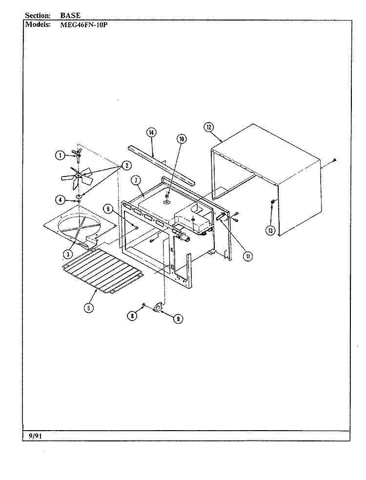 BASE Diagram and Parts List for MEG46FN-10P  Maytag Microwave