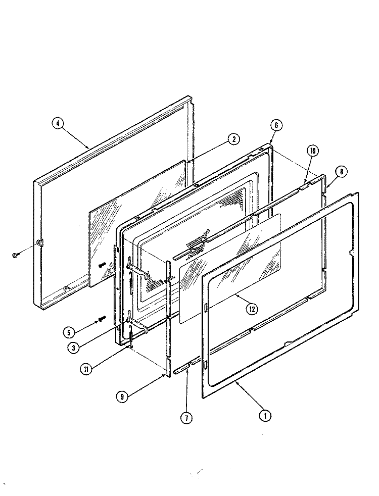 DOOR Diagram and Parts List for M16C-10PB  Magic Chef Microwave
