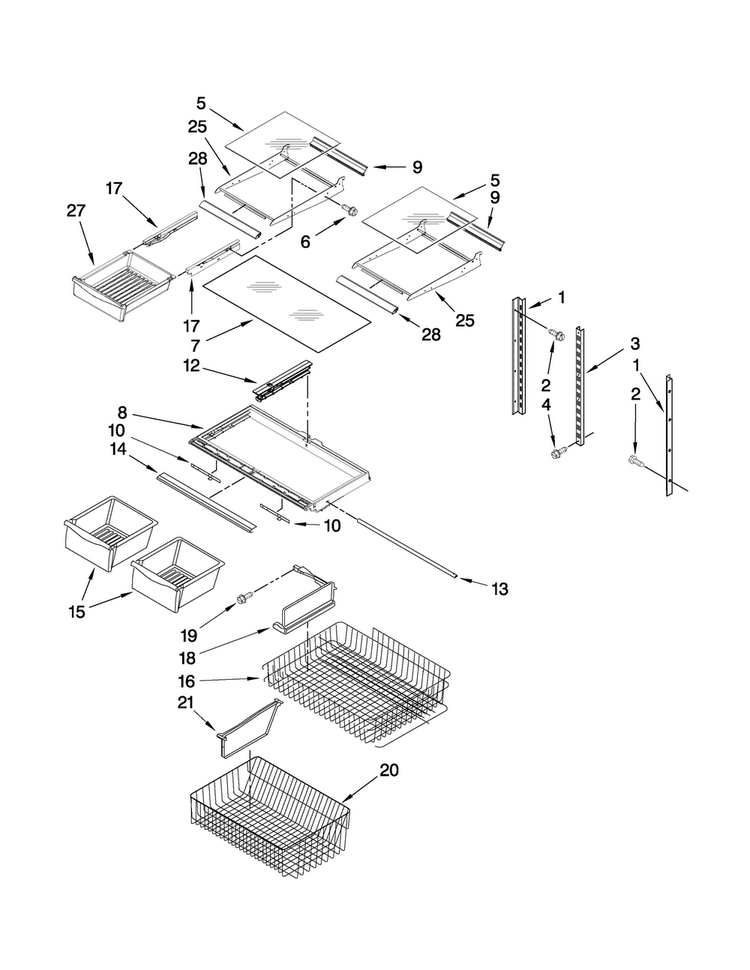 Shelf Parts Diagram and Parts List for ABL2222FES6  Amana Refrigerator