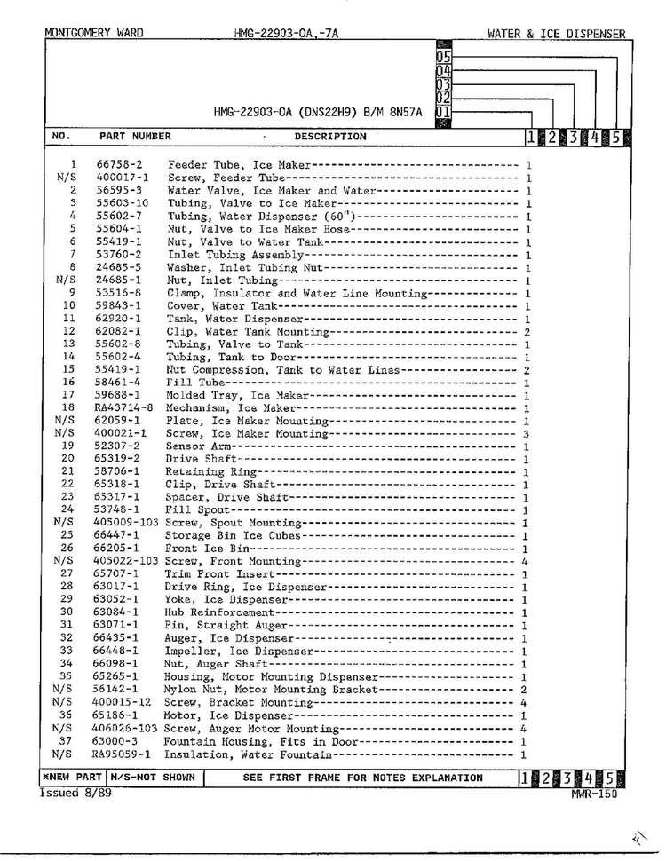 Water And Ice Dispenser Page 2 Diagram and Parts List for 22903-OA  Admiral Refrigerator