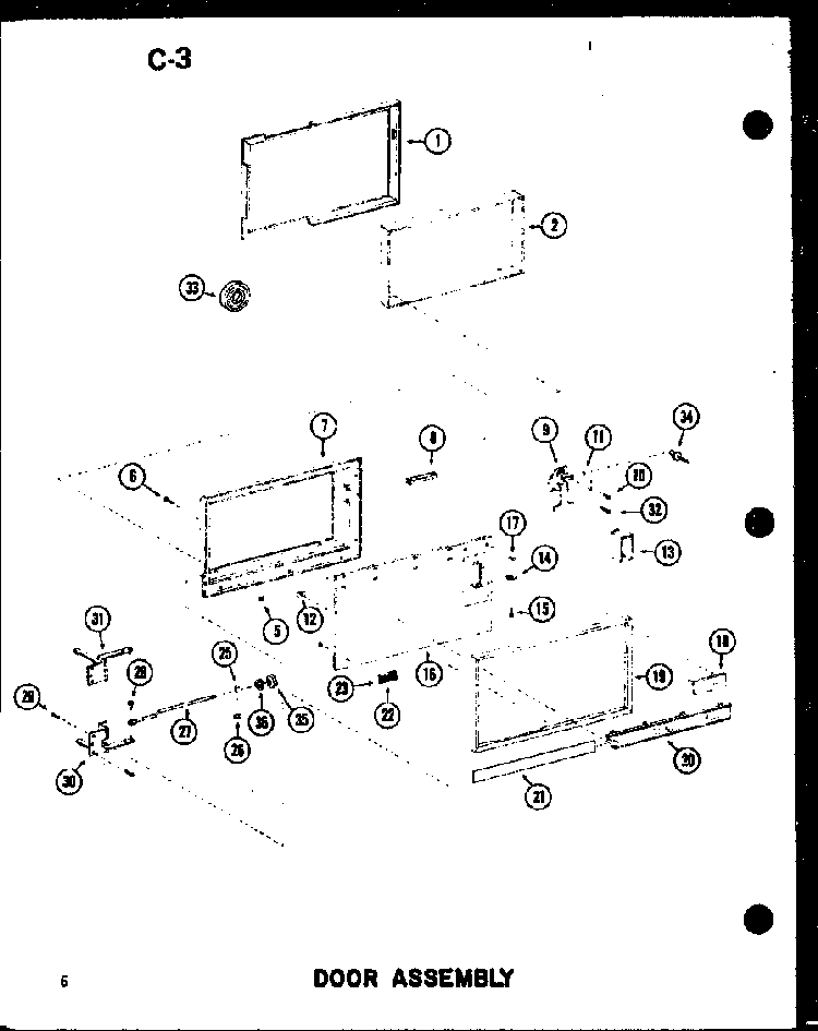 Door Assembly Diagram and Parts List for RC-20 P72100-8M Amana Microwave