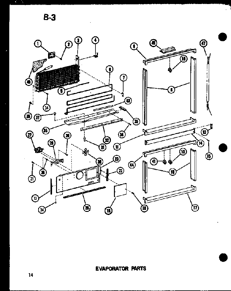Evaporator Parts Diagram and Parts List for BKI-20E-L-P74702-7WL  Amana Refrigerator