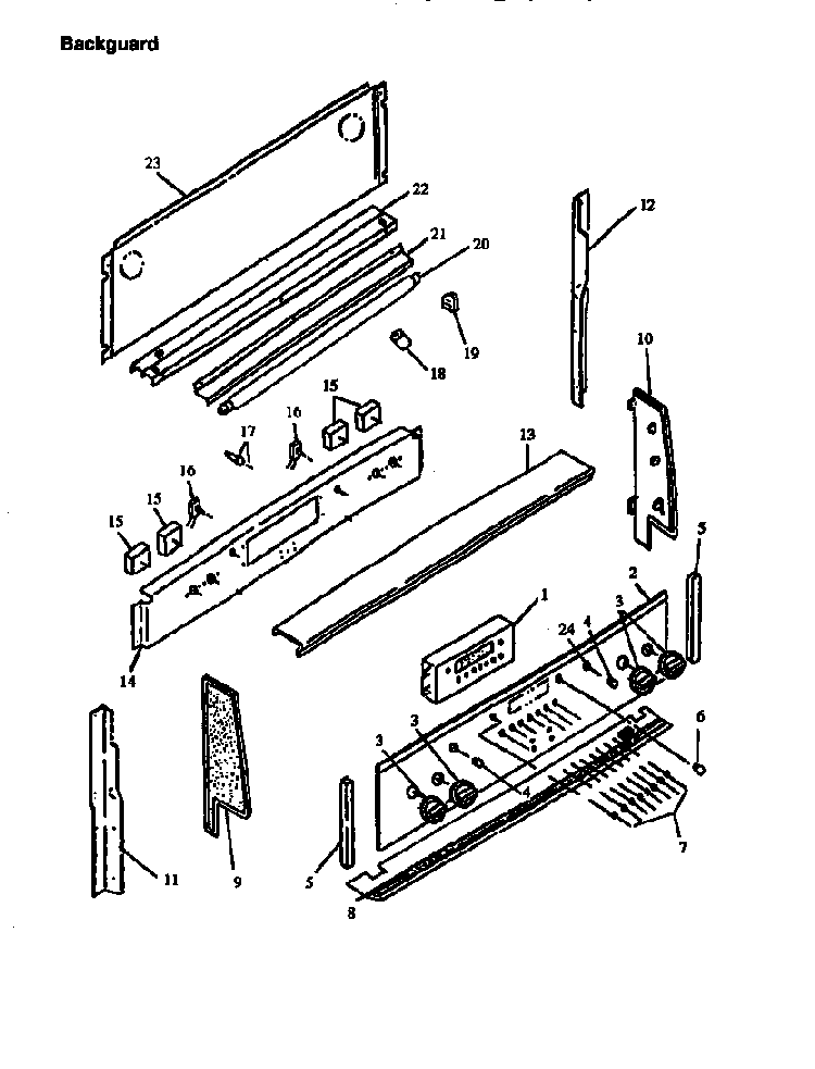 Backguard Diagram and Parts List for CARR630L P1142660NL Amana Range