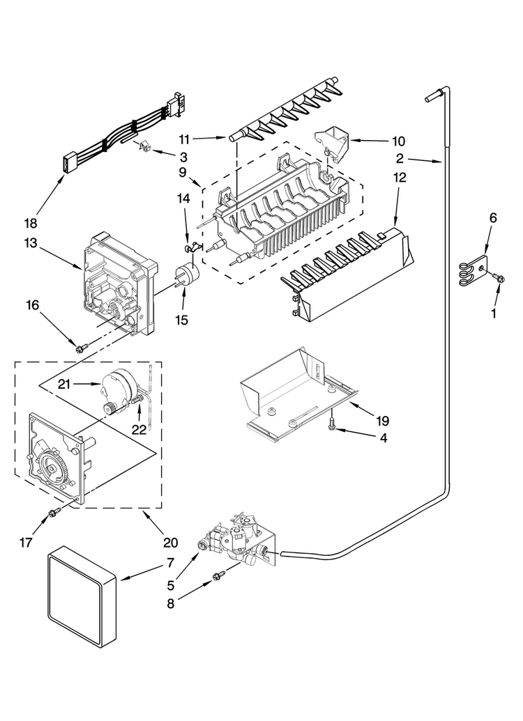 Icemaker Parts, Optional Parts Diagram and Parts List for JCB2488MTR00  Jenn-Air Refrigerator