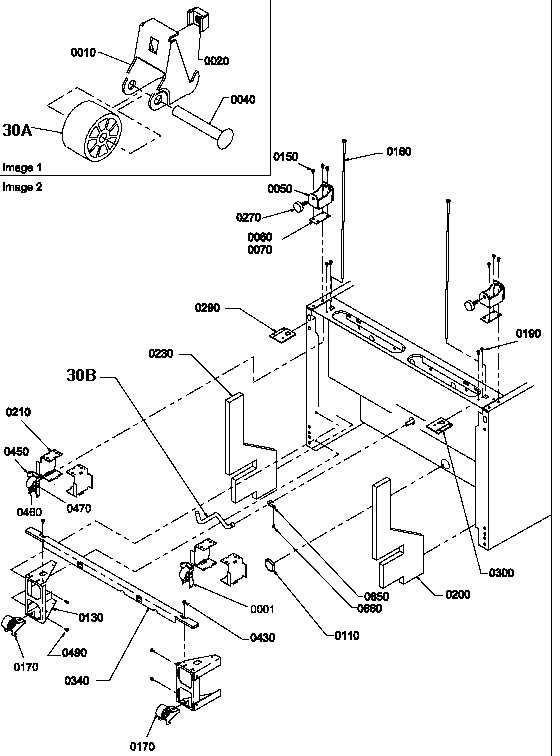 Bottom  Hinge And Roller Assembly Diagram and Parts List for BRF20TLW-P1199201WL  Amana Refrigerator