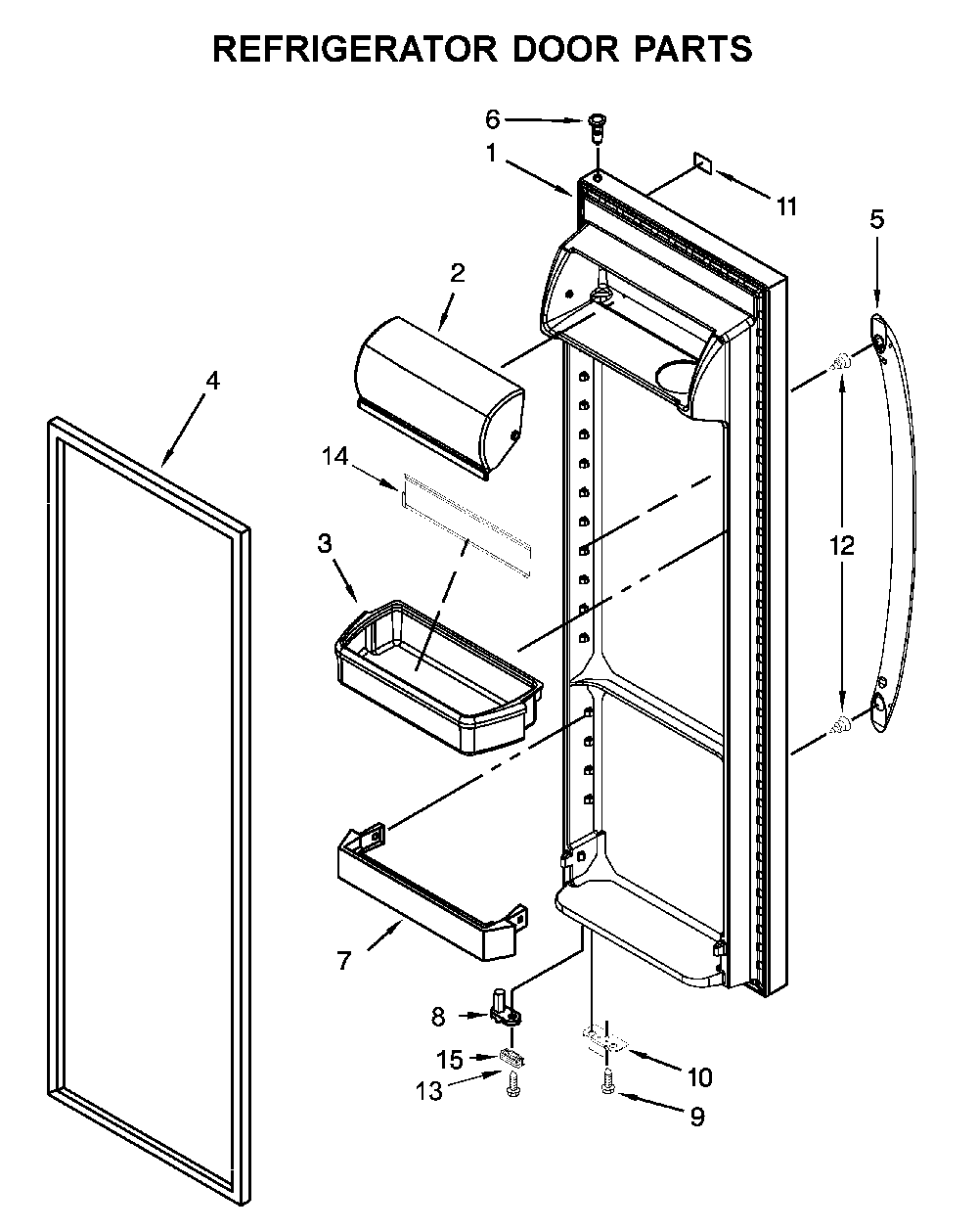 Refrigerator Door Parts Diagram and Parts List for 1064651335710  Kenmore Refrigerator