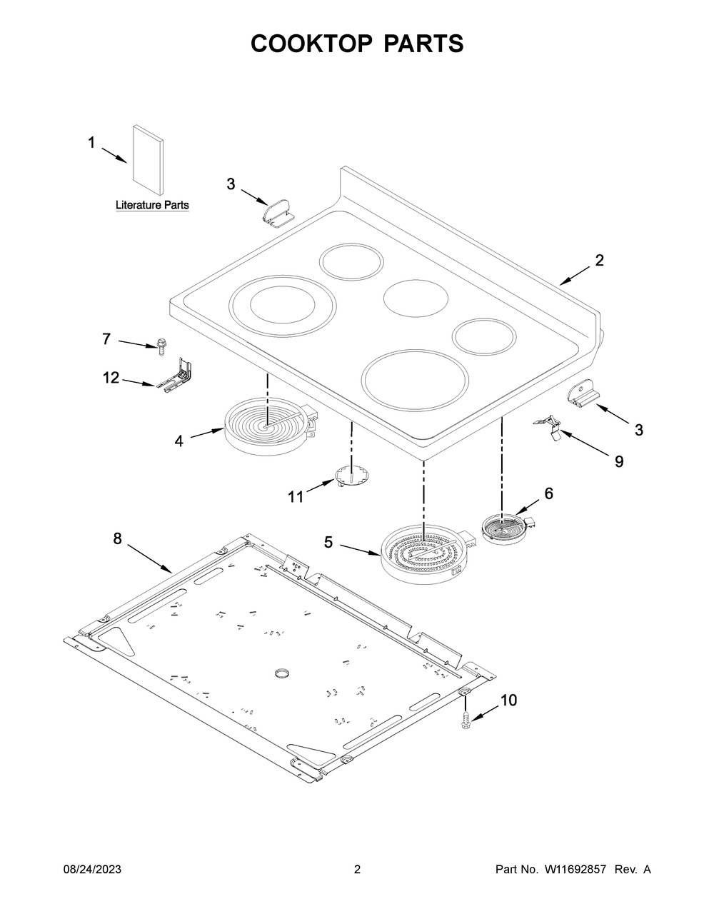 Cooktop Parts Diagram and Parts List for MER6600FZ6  Maytag Range