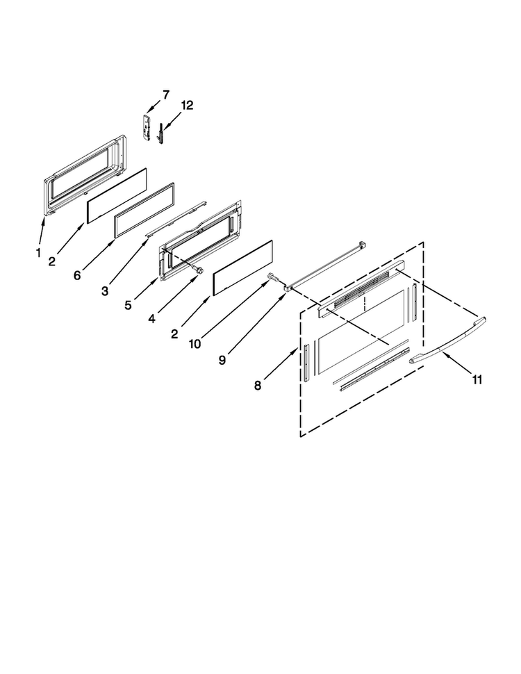 Upper Door Parts Diagram and Parts List for MET8885XB01  Maytag Range