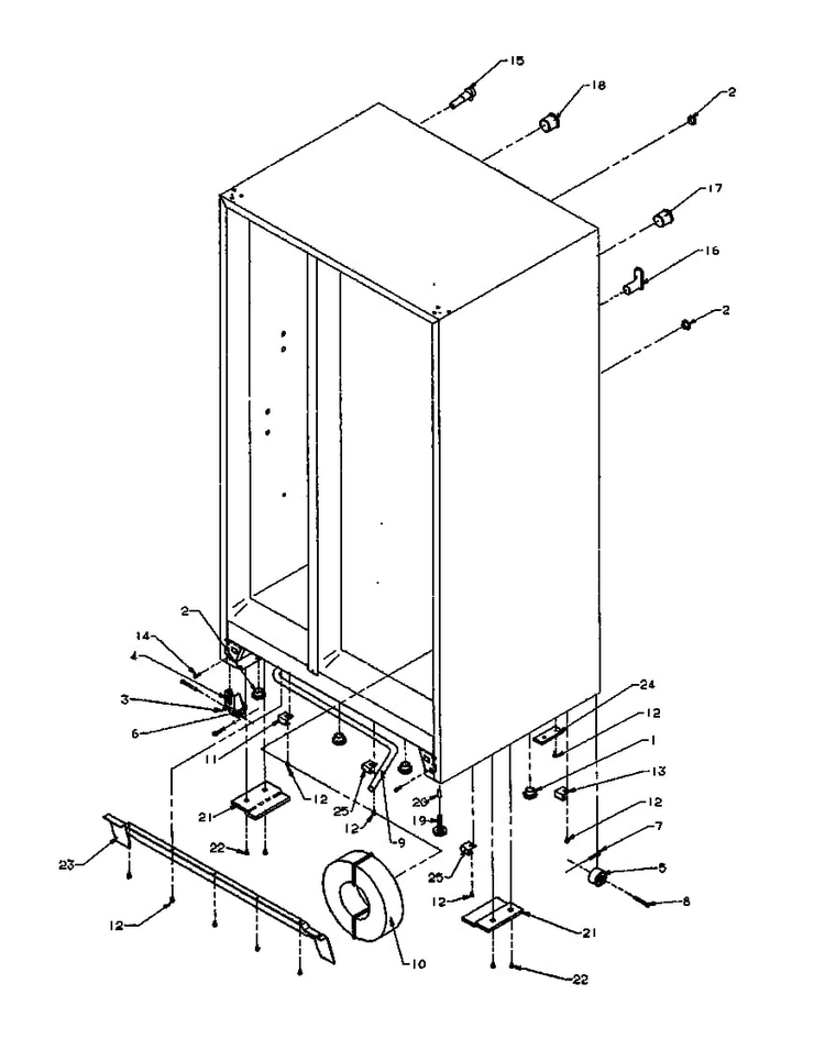 Drain And Rollers Diagram and Parts List for SZD27NE-P1162410WE  Amana Refrigerator