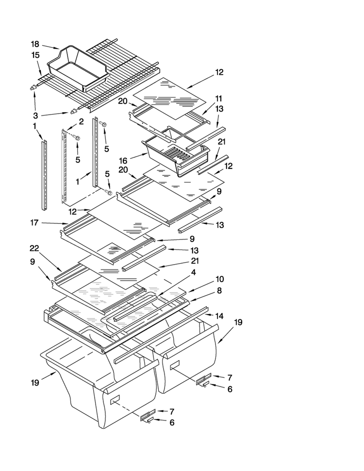 Shelf Parts Diagram and Parts List for M1TXEMMWS01  Maytag Refrigerator