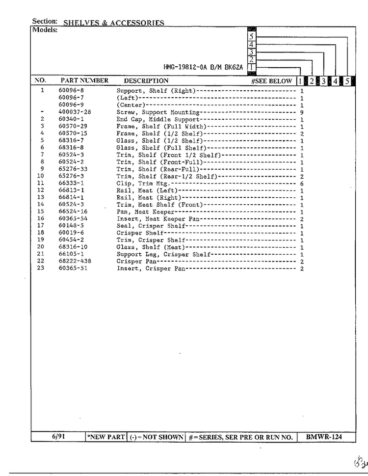 Shelves And Accessories Page 2 Diagram and Parts List for 19812-0A  Admiral Refrigerator