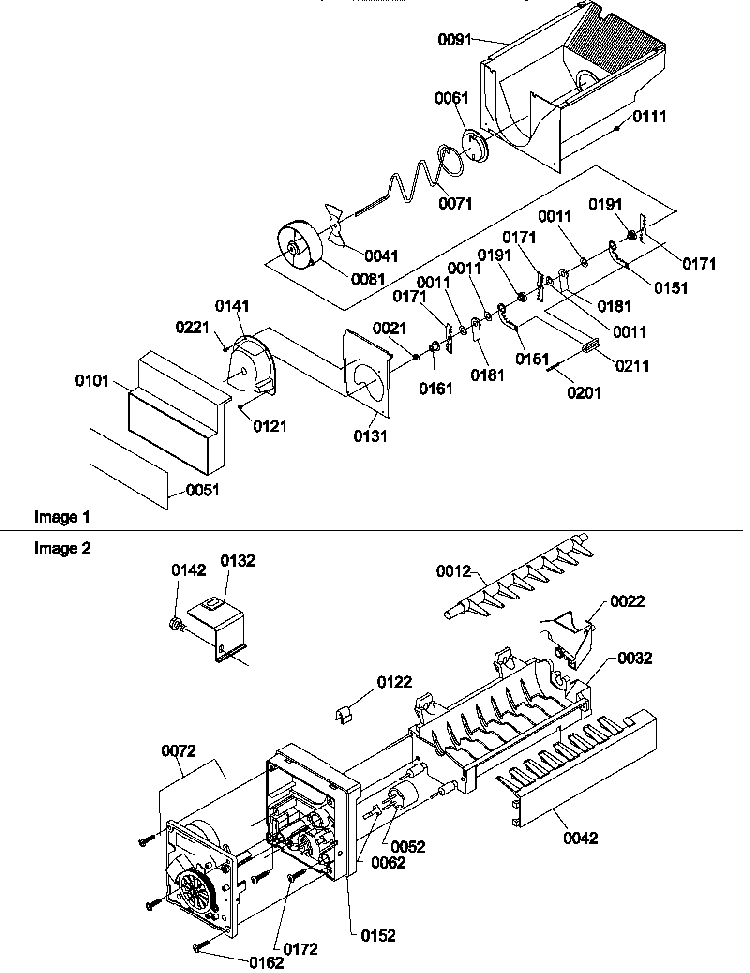 Ice Bucket Auger And Ice Maker Parts Diagram and Parts List for GSGD21B-P1193905WW  Amana Refrigerator