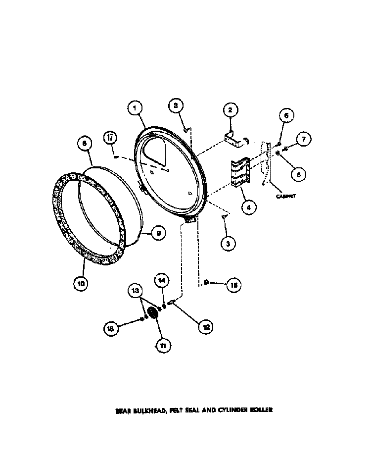 Rear Bulkhead Diagram and Parts List for LE3502L-P1118307WL  Amana Dryer