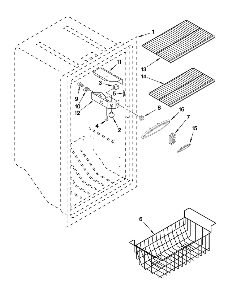 Liner Parts Diagram and Parts List for AQF2013TEW05  Amana Freezer