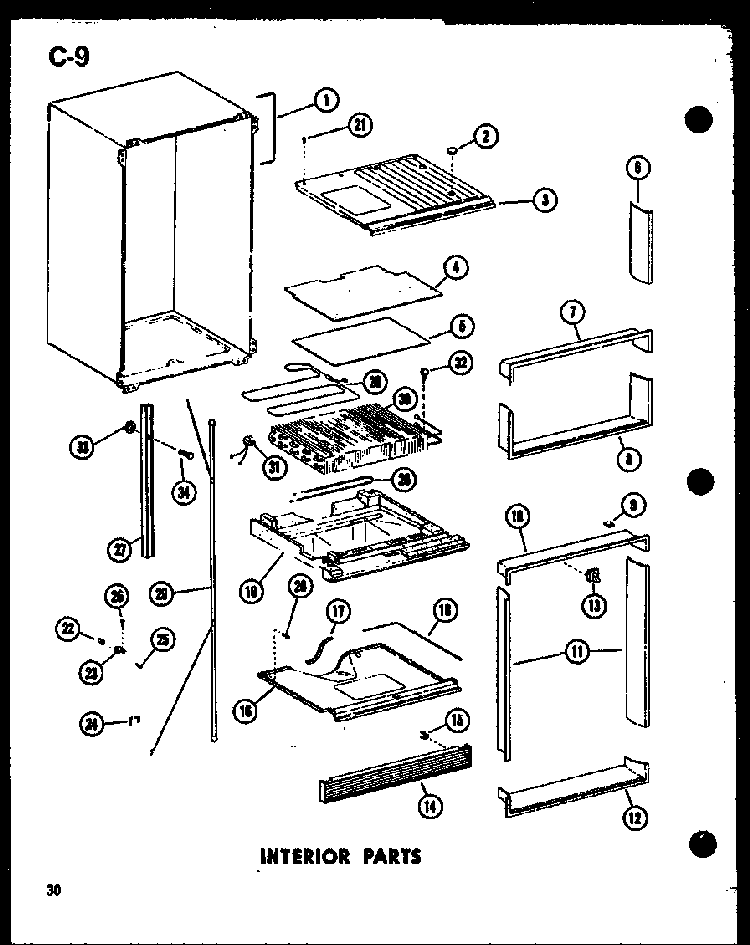 Interior Parts Diagram and Parts List for TC18D-L-P74660-5WL  Amana Refrigerator
