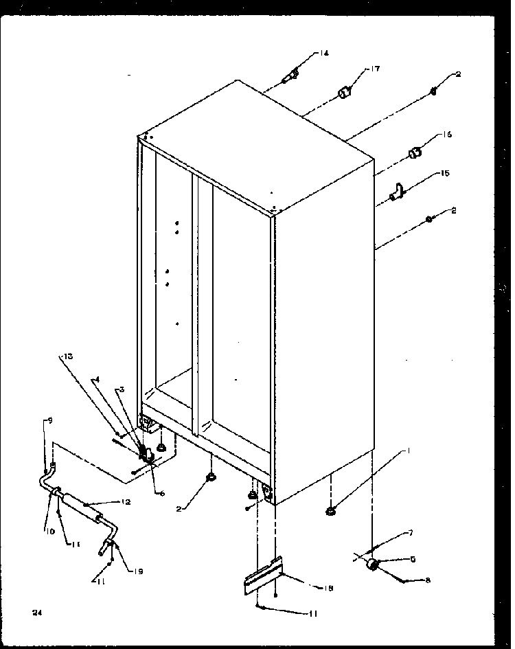 Drain And Rollers Diagram and Parts List for SXI20NL-P1162903WL  Amana Refrigerator