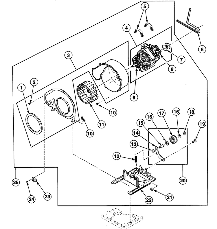Motor Assy Diagram and Parts List for SDEB07QJ1500  Speed Queen Dryer