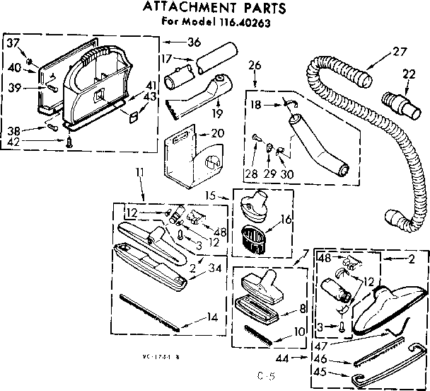 Attachment Parts Diagram and Parts List for 11640263  Kenmore Central Vacuum