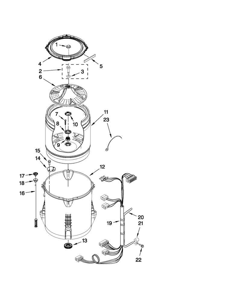 Basket And Tub Parts Diagram and Parts List for 4GMVWX500YW0  Maytag Washer