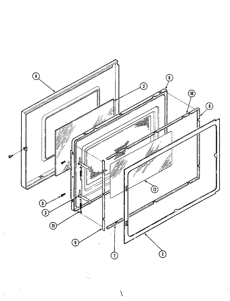 DOOR Diagram and Parts List for M5C-1-W3  Magic Chef Microwave