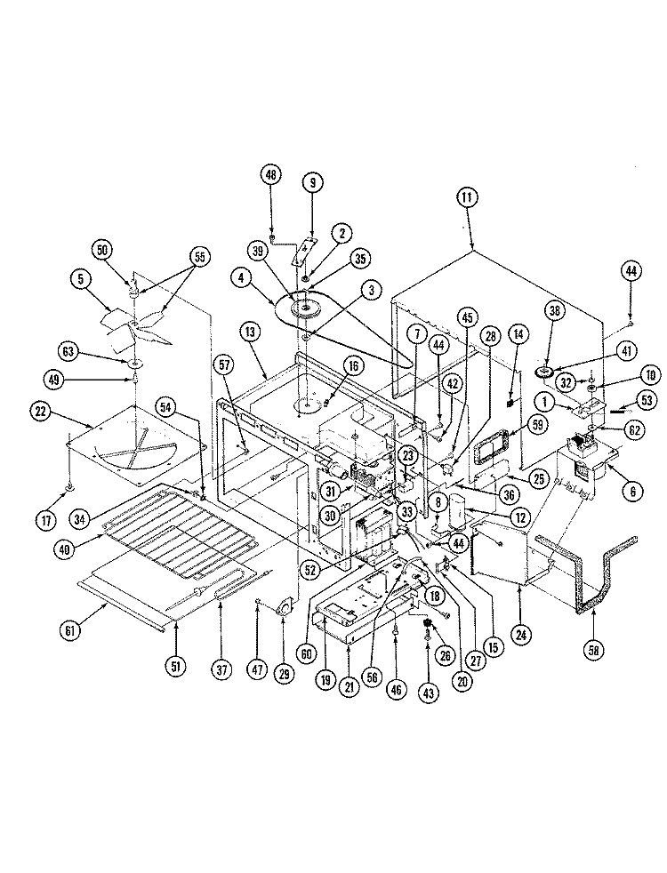 BASE & CAVITY Diagram and Parts List for M41B-9P  Magic Chef Microwave Oven Combo